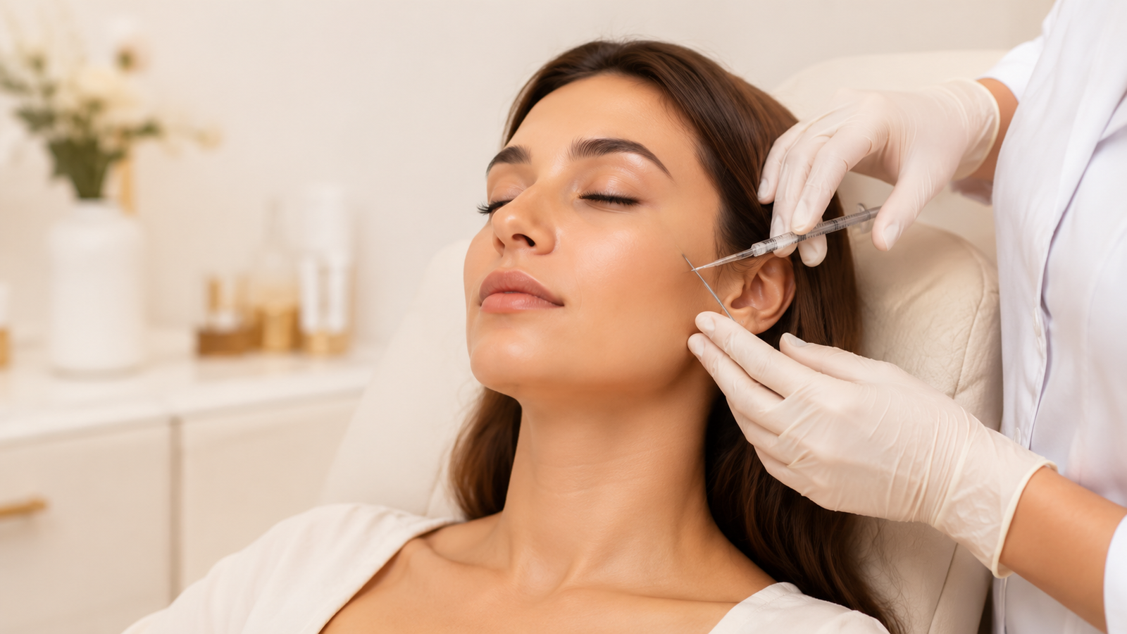 Practitioner administering a facial injection treatment on a patient at Glow Lab Aesthetic